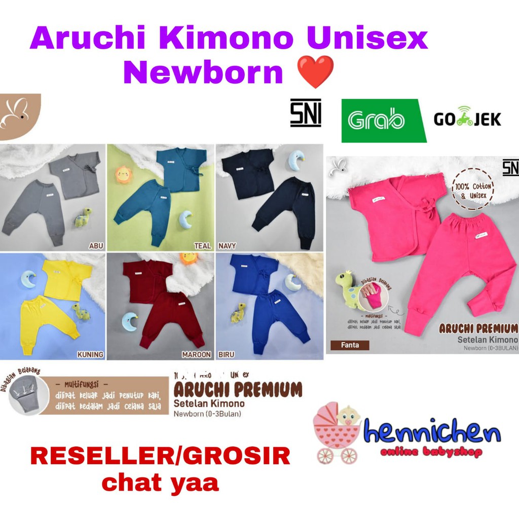 ARUCHI SETELAN KIMONO PREMIUM TANGAN PENDEK CELANA PANJANG KIMONO BAYI UNISEX NEWBORN SNI