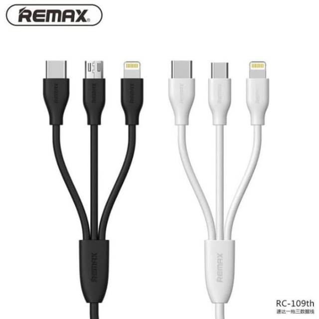 Kabel Data Remax SUDA 3 in 1 Fast Charger Micro USB Lightning Type C