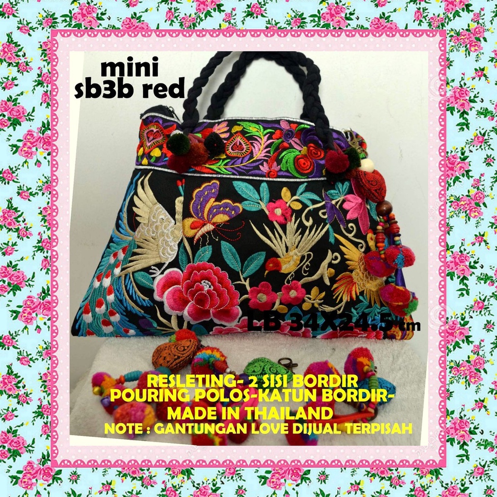 Tas Thailand Mini Impor Bordir, Tas Bordir Bangkok Etnik Wanita, Tas Etnik Bordir, Tas Mini Wanita