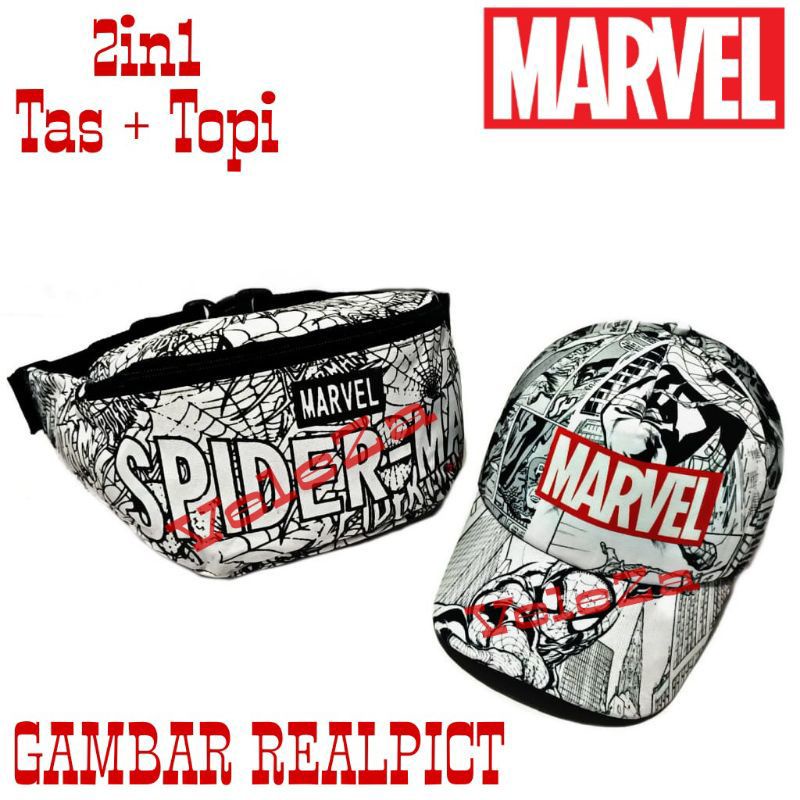 Waistbag anak laki-laki karakter Marvel 2in1 - tas + topi