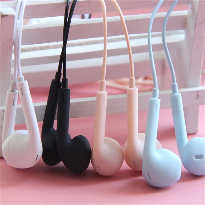 Earphone In Ear Universal Dengan Kabel 3.5mm + Mic + Fitur Noise Canceling Warna Macaron