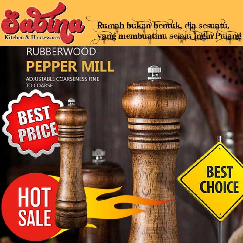 Penggiling Biji Lada Garam Manual Kayu Spice Pepper Mill Grinder