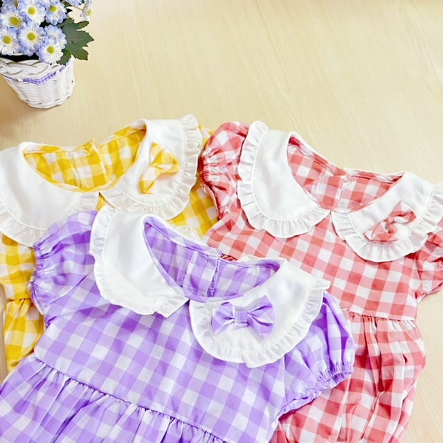 Jumper Fashion Bayi Kotak-Kotak Set Sepatu dan Bando Murah Meriah