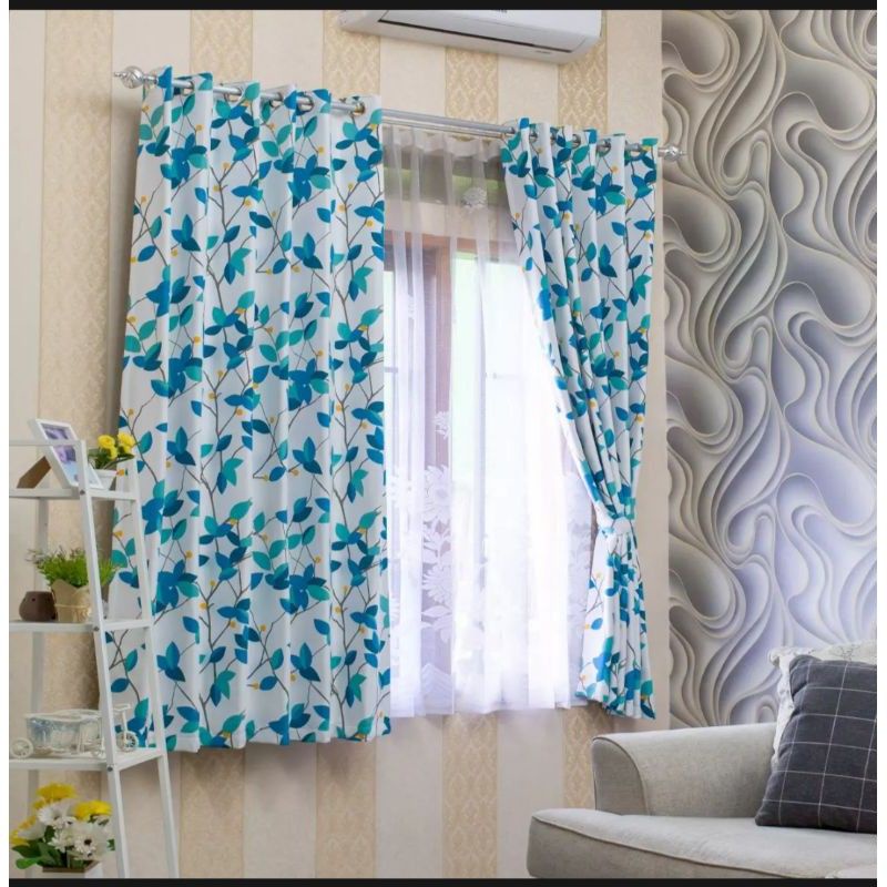 Gorden Serambit Hijau Biru Gorden Jendela Minimalis