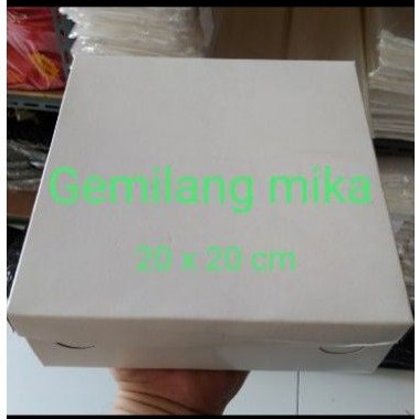 box nasi kotak/kue uk.20x20 cm putih polos isi 25set