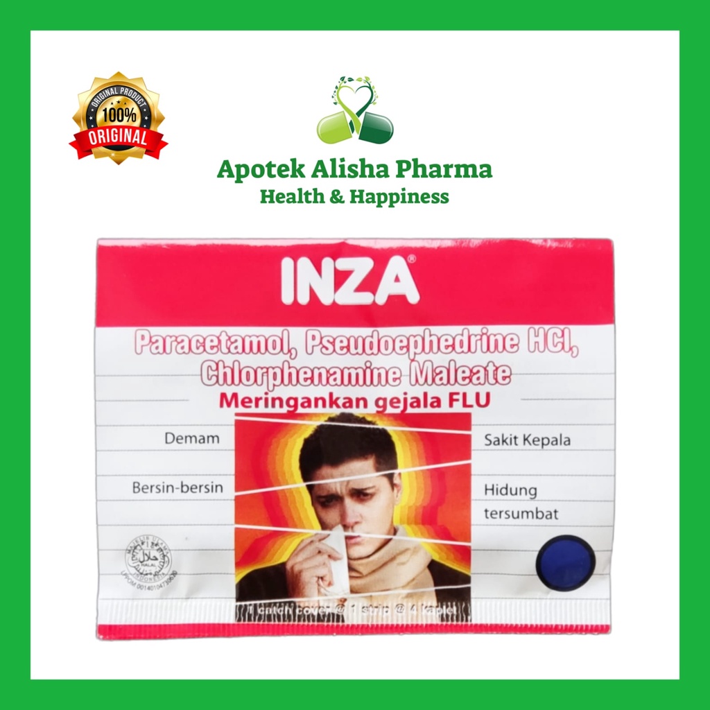 Inza Tablet (Strip 4tablet)-Obat Flu/Pilek/Demam/Panas/Pusing/Bersin/Insa Tablet