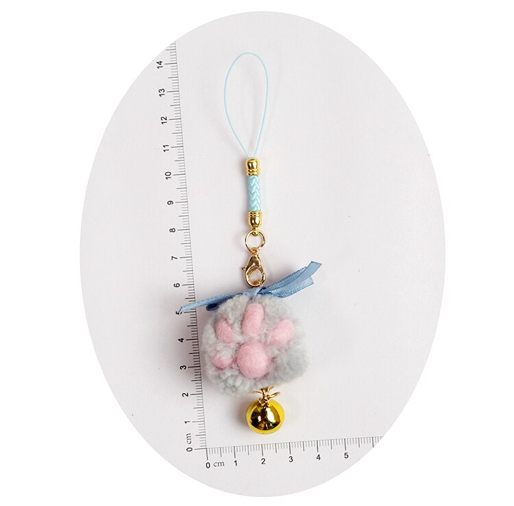 Cute Cat paw Wool Felt Phone Strap Lanyards Kompatibel Untuk iPhone Samsung Huawei Xiaomi Dekorasi Ponsel Tali Strap Phone Charm Gift