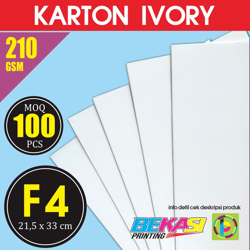 

Karton Carton IVORY 210 GSM Ukuran F4 21.5x33 cm isi 100 Lembar