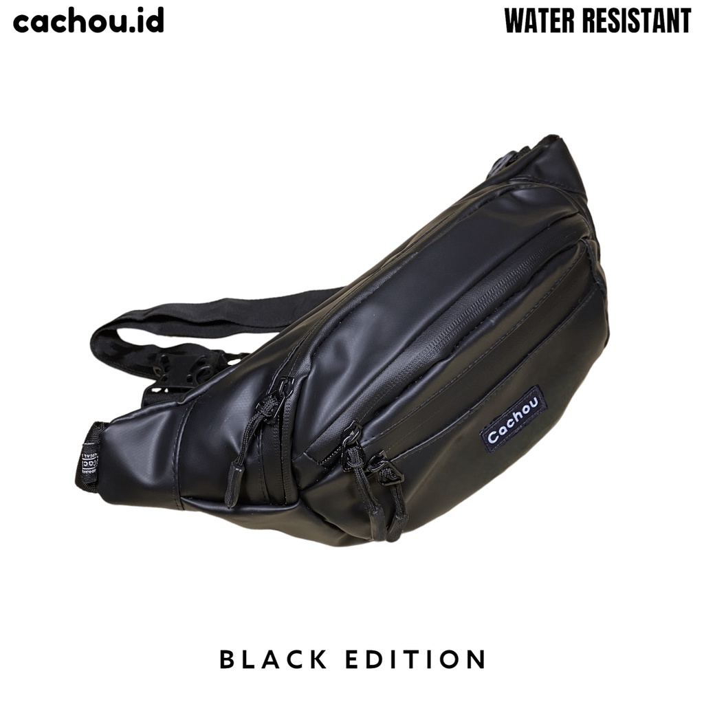 Tas Selempang Pria Cachou Waistbag Pinggang Waterproof Black Edition Westbag Slempang Laki laki Cowok Distro G765