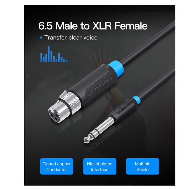 Vention Kabel Aux XLR to 6.5mm Audio Stereo for Microphone Mic 1M 1.5M