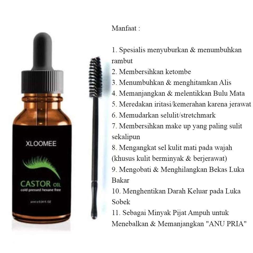 Pelentik Bulu Mata Permanen Xloomee Castor Oil Eyebrow Oil Serum Original penumbuh alis