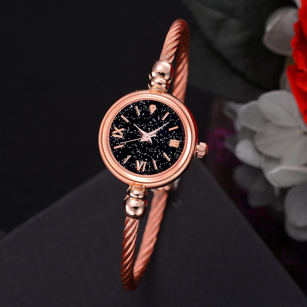 Jam Tangan Kecil Wanita Analog Dial Bulat Model Gelang Fashion Wanita Elegan