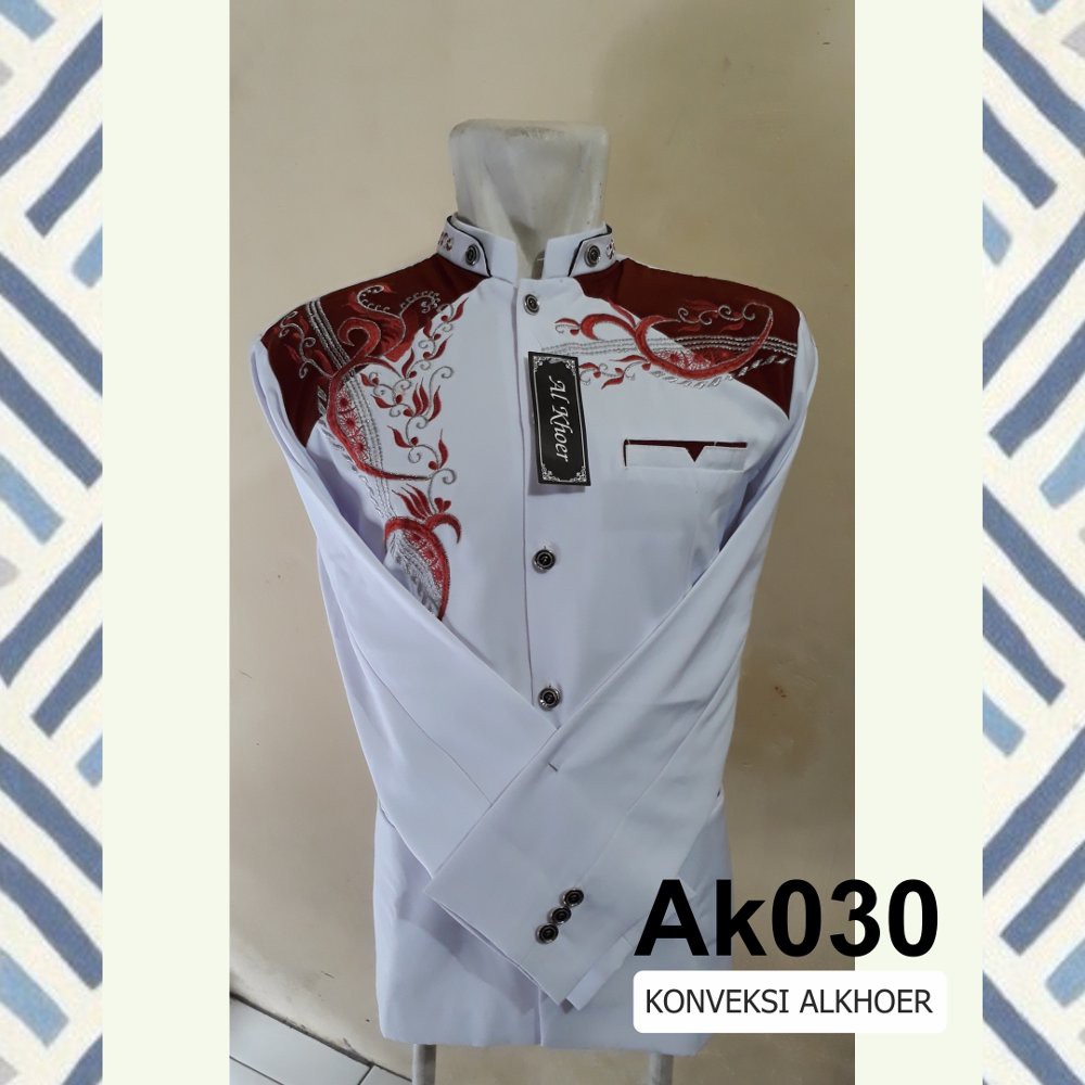 DISKON Jas Koko Putih Kombinasi Merah Bata Bordir Alkhoer HARI INI SAJA