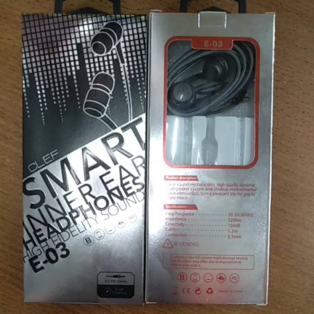 Handfree megabass stereo 3.5mm clef smart earphone