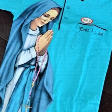 San Pietro Kaos Anak Katun Oblong Perempuan Laki Laki Rohani Katolik AS 5 Sablon Gambar Bunda Maria