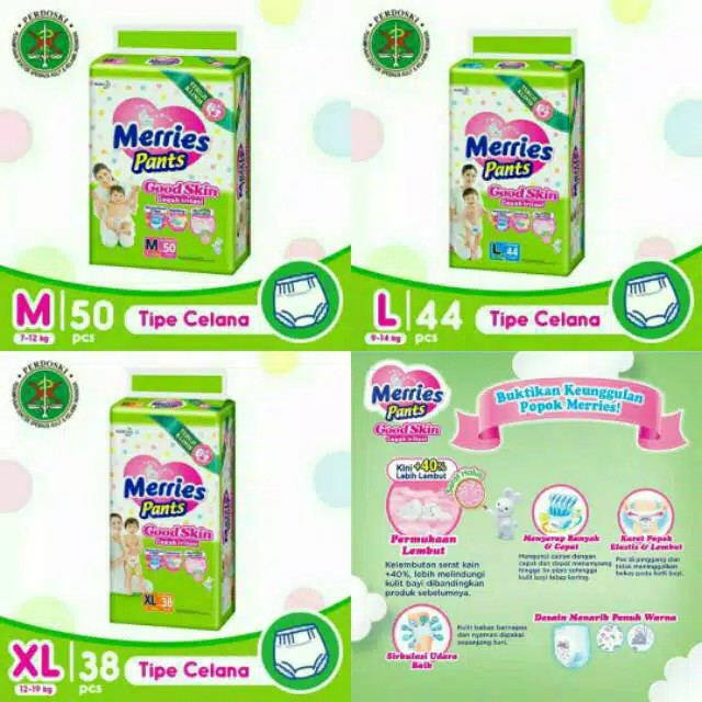 Merries Pants Good Skin M48/L42/XL38 ||popok celana ||Audrey Baby Shop