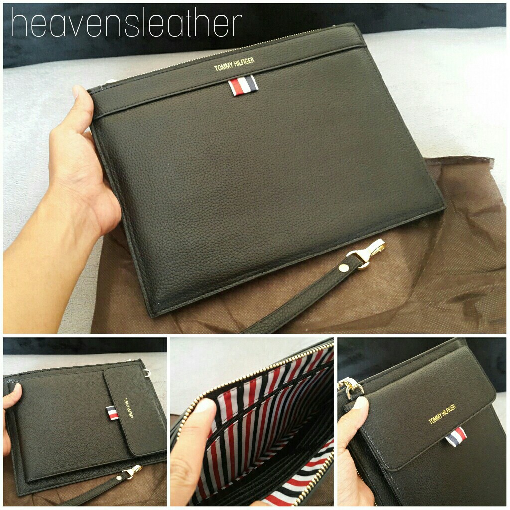 DOMPET CLUTCH HAND BAG KULIT PRIA IMPORT TOMMY HILFIGER HITAM KODE 903
