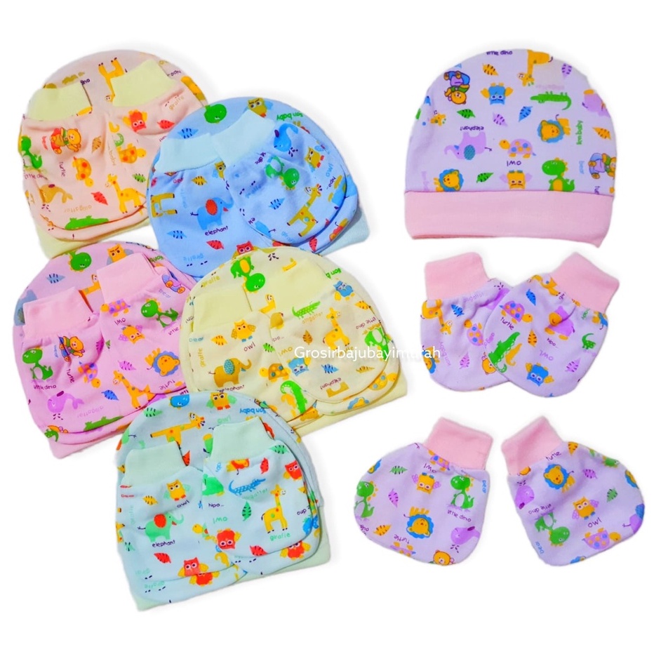 TOPI SET sarung tangan kaki bayi BABY PIETY