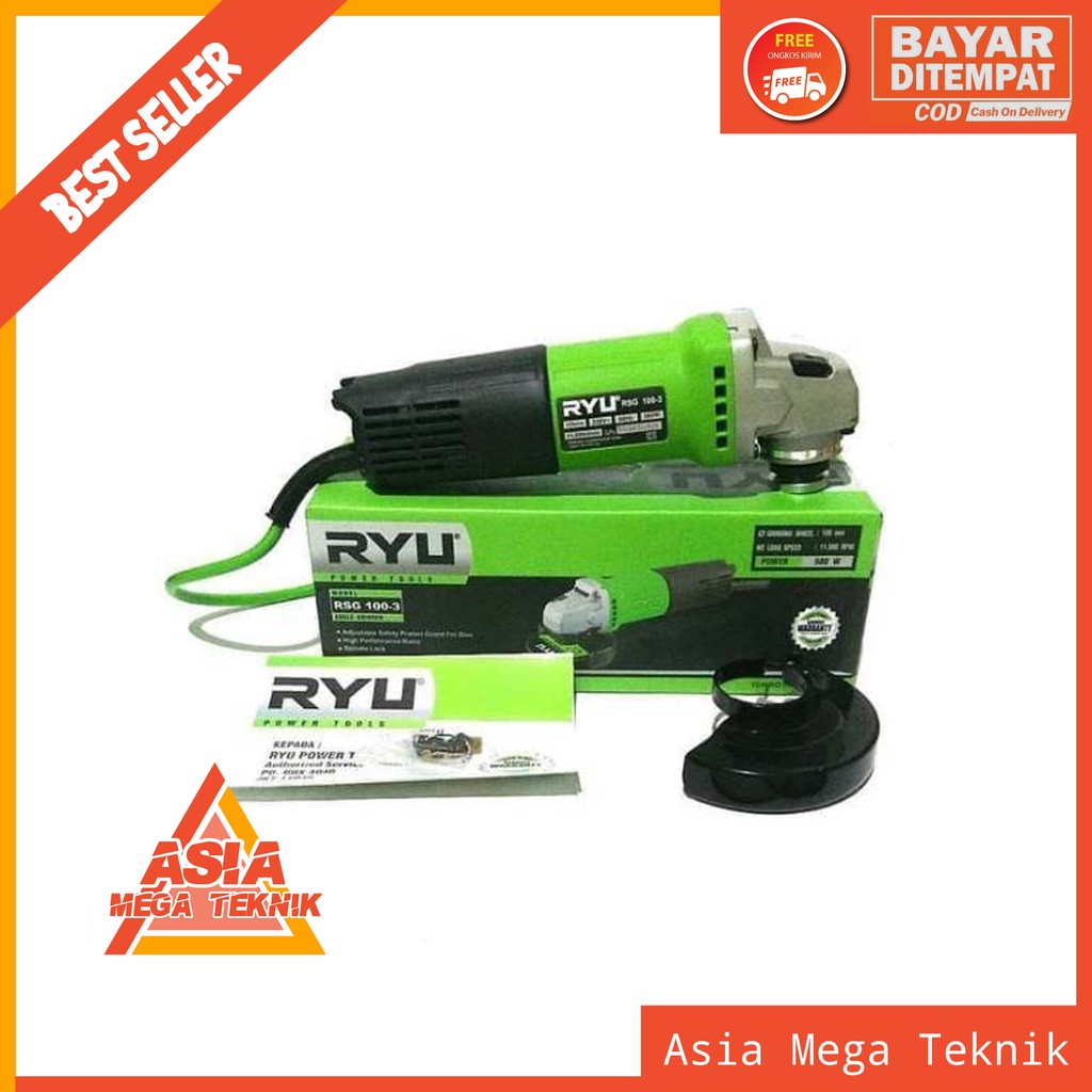 GERINDA TANGAN GERINDA LISTRIK RYU RSG100-3 BARANG BERKUALITAS TERJAMIN
