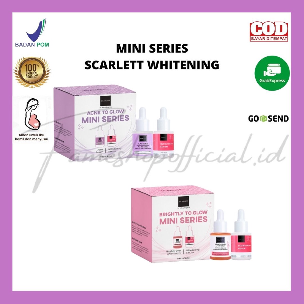 FAMESHOP - SCARLETT WHITENING MINI SERIES SERUM / BRIGHTLY TO GLOW / ACNE TO GLOW / 2IN1 SERUM / SERUM MINI ISI 2