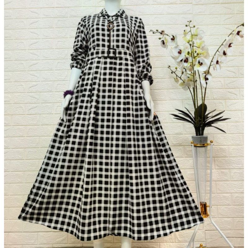 GAMIS MONALISA KLOK KERA MAXXY MOTIF KOTAK-KOTAK