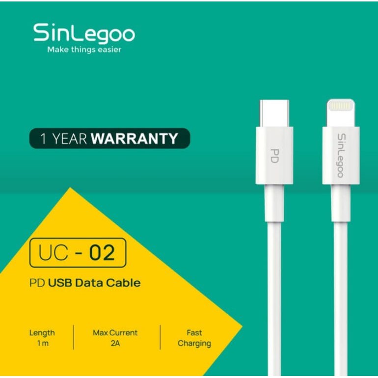 SinLegoo UC-02 PD USB Cable Type C to Lightning Fast Charging 1M GARANSI 1 TAHUN