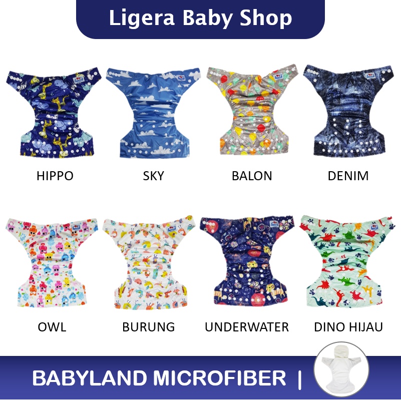 Popok Kain Clodi Kancing Babyland Original Microfiber - Pilih Motif B