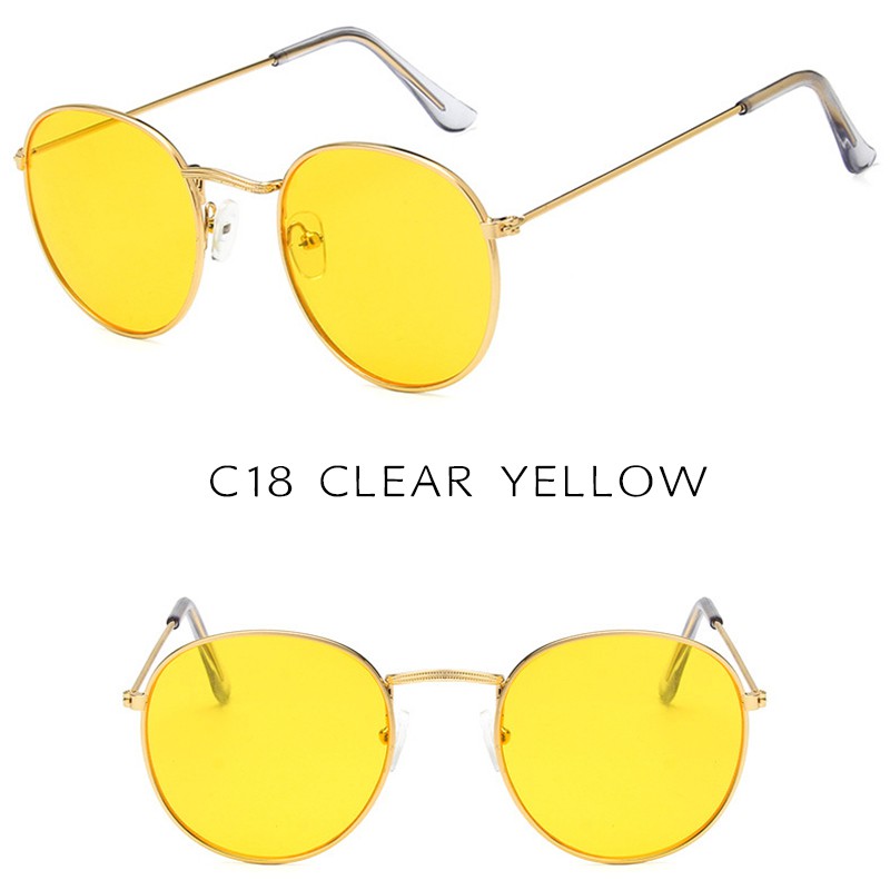 (YUZHU) Bayar di Tempat Korean Ulzzang Retro Besi Frame Candy Color Small Bundar Kacamata Hitam Sunglasses
