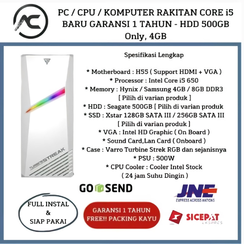 PC / CPU / KOMPUTER RAKITAN CORE i5 BARU GARANSI 1 TAHUN