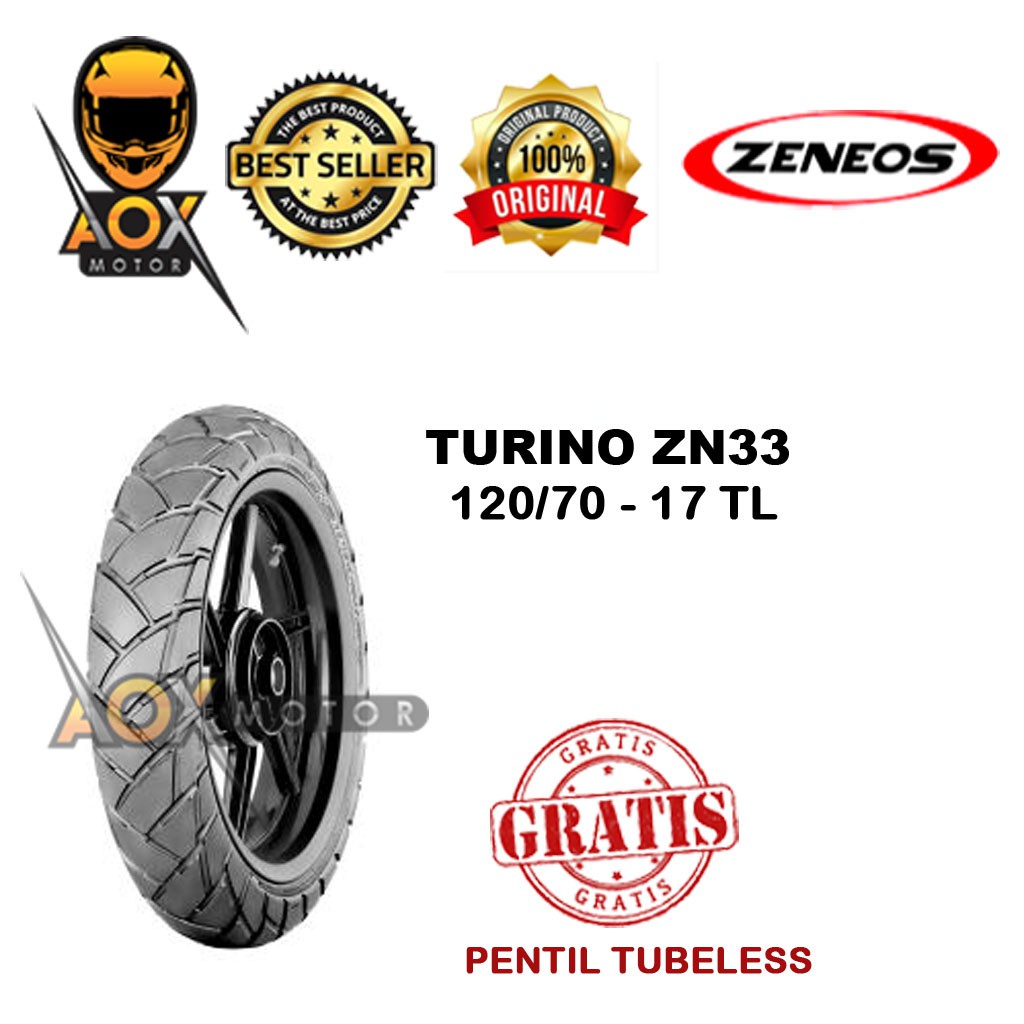 Ban luar motor sport 120/70-17 ZENEOS TURINO ZN33 tubeless, GRATIS pentil tubeless