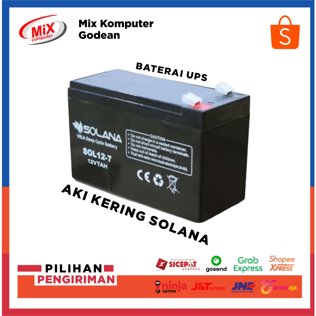 Baterai UPS Solana SOL12-7 12v 7ah VRLA AKI Kering