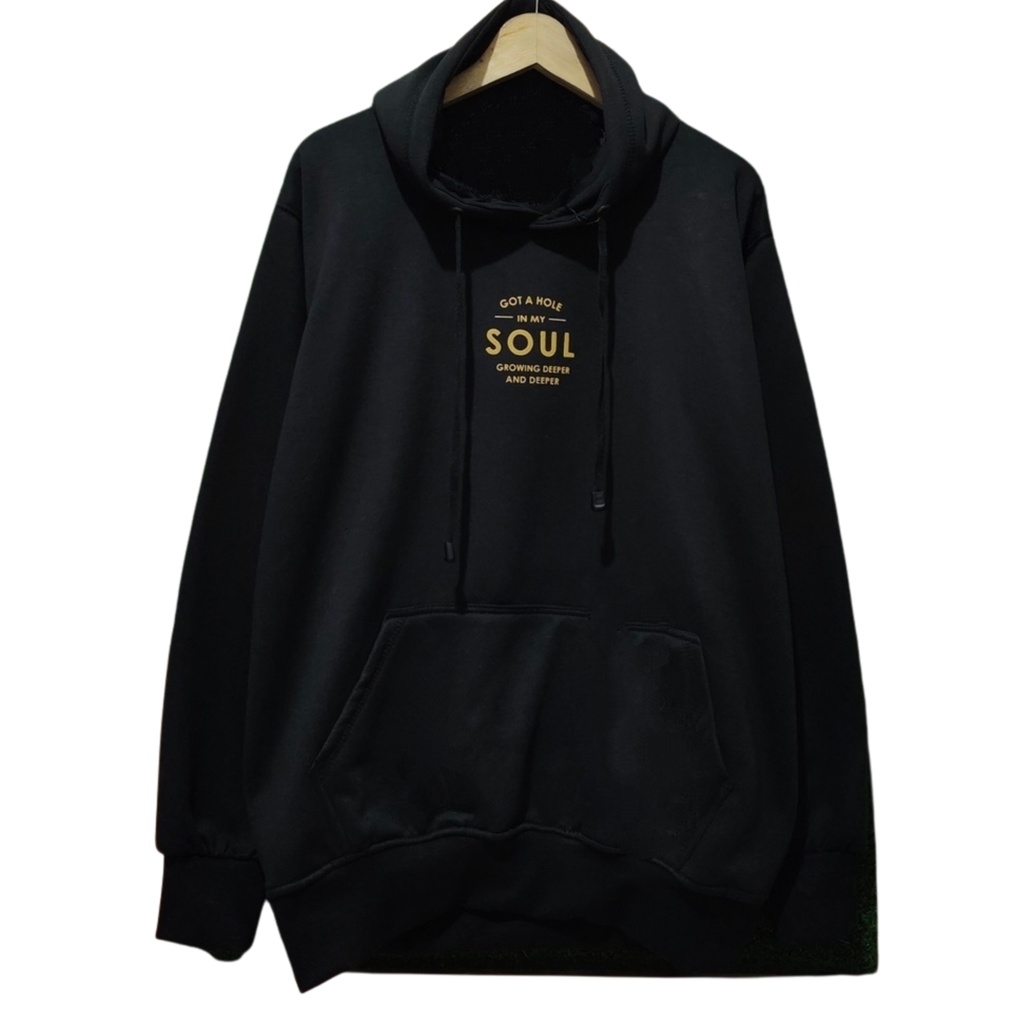 Hoodie Soul Original Distro bandung Warna Hitam Suiter Cowok Oversize Jeket Pria Tebal Dan Lembut {B