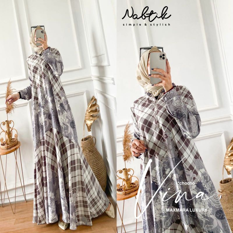 Gamis Nabtik Vina maxy Abaya Gamis Syari Dress Maxmara luxury Mewah Cantik ori nabtik