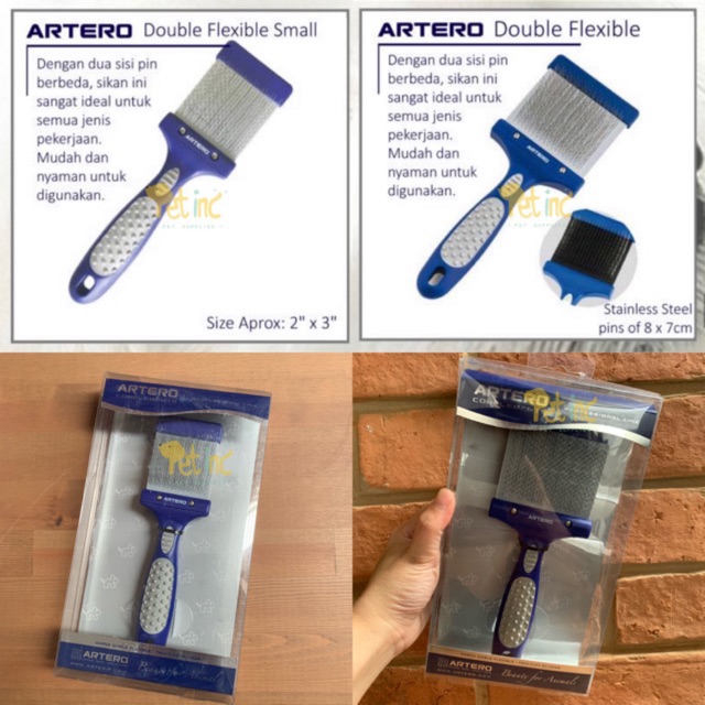 Artero double flexible slicker atau pet brush sisir anjing atau kucing