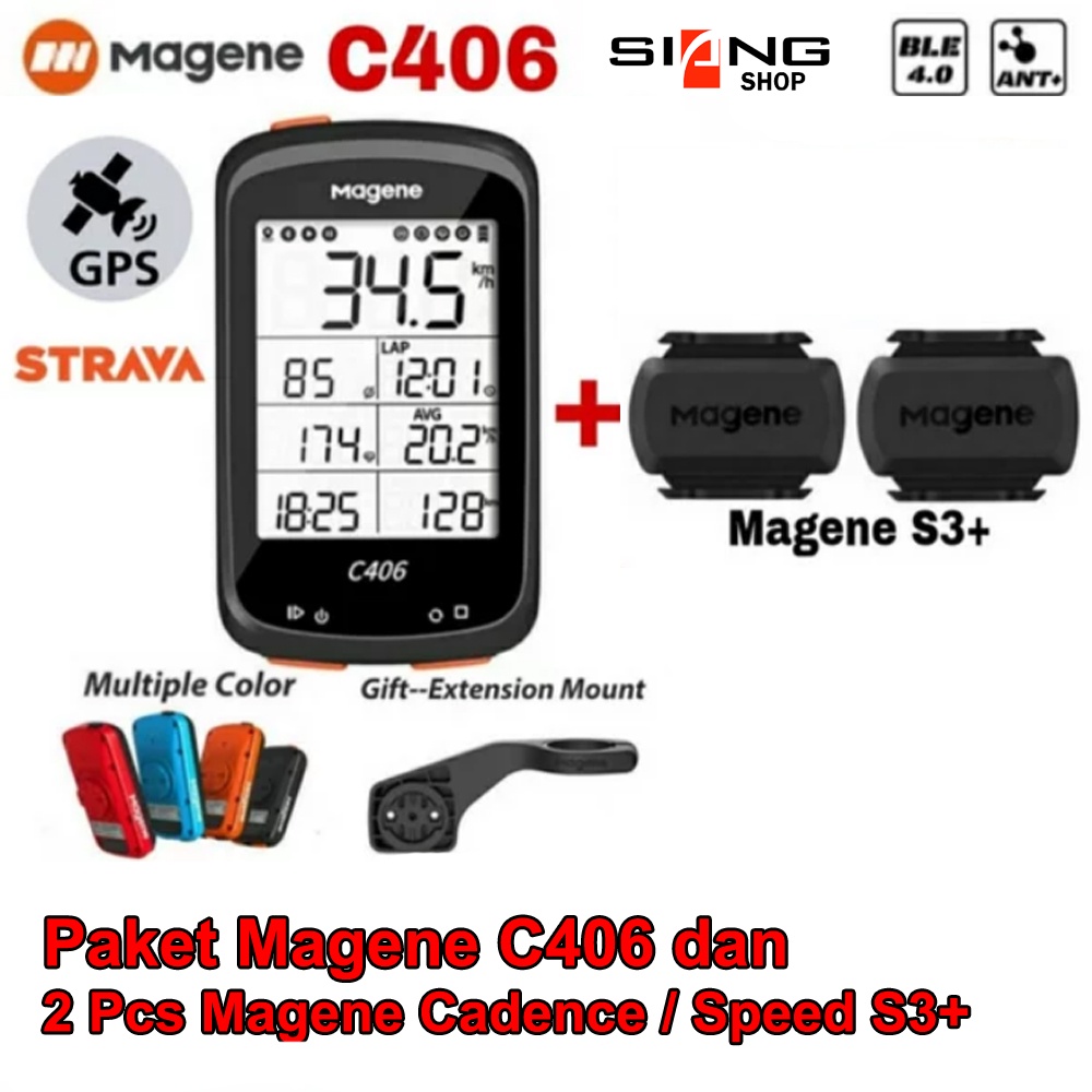 Cyclocomp / Speedometer sepeda Magene C406 bundling 2pcs Magene Cadence/Speed