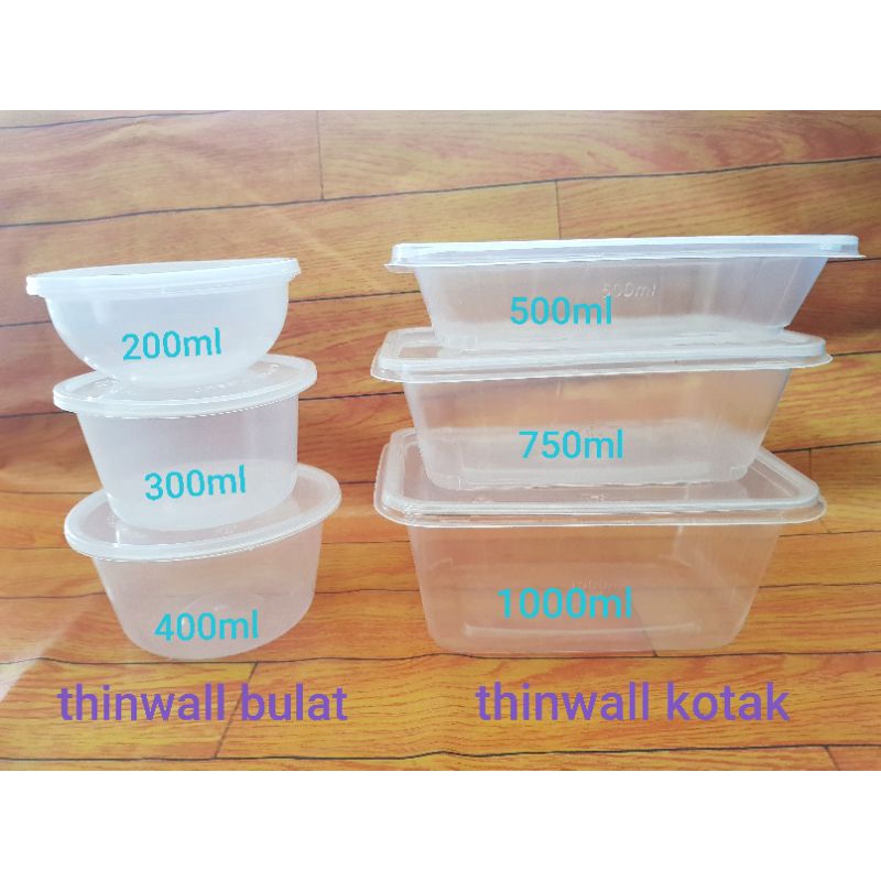 TinWall / Tepak Makan Plastik / Thinwall 200ml , 300ml , 400ml , 500ml , 750ml , 1000ml