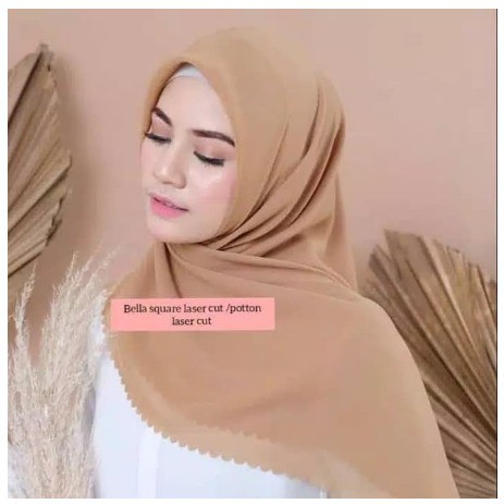 HIJAB SEGI EMPAT BELLA LASERCUT BELLA SQUARE POTTON LASERCUT POLLYCOTTON