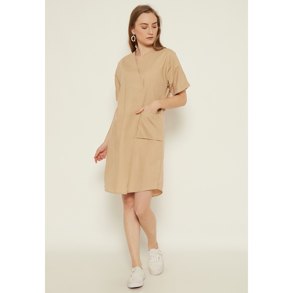 N&amp;A - SUNDAY DRESS BEIGE - Dress / Dress Wanita / Dress Sehari-Hari / Dress Korea / Pakaian Wanita