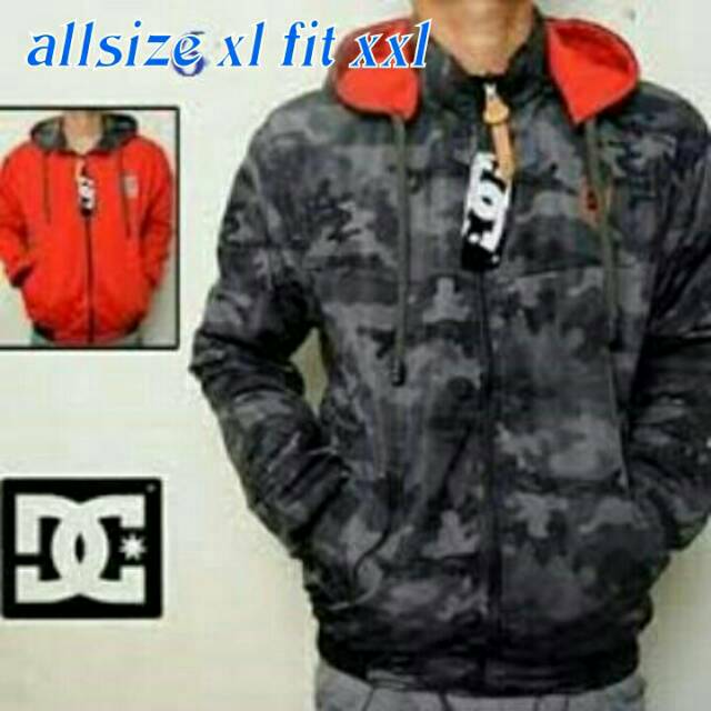 jaket jumbo loreng abu bolak balik