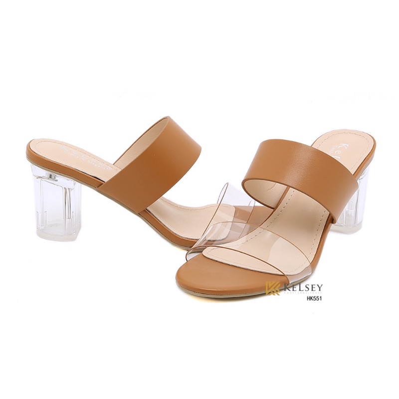 (GRATIS ALAS KAKI) Nicole Sandals Heels Wanita / Sandal Hak Kaca 8cm Kelsey HK551