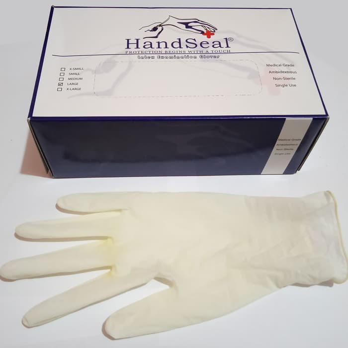 Sarung Tangan Latex HANDSEAL SIZE S,M,L isi 100 pcs/box Handscoon