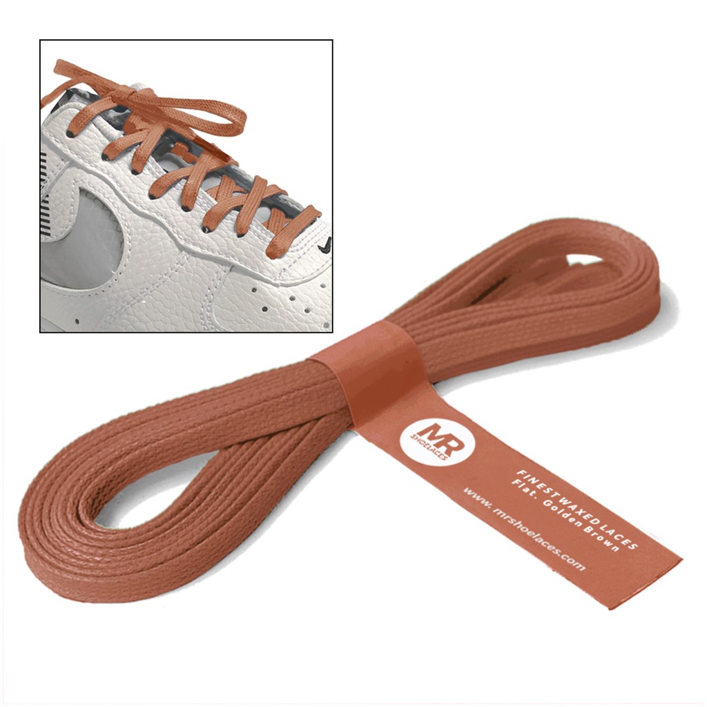 MR Shoelaces FA07 Golden Brown Tali Sepatu Lilin 5mm Gepeng Flat Pipih (Waxed Laces) 90cm 100cm 120cm 150cm 200cm - Premium Shoelace