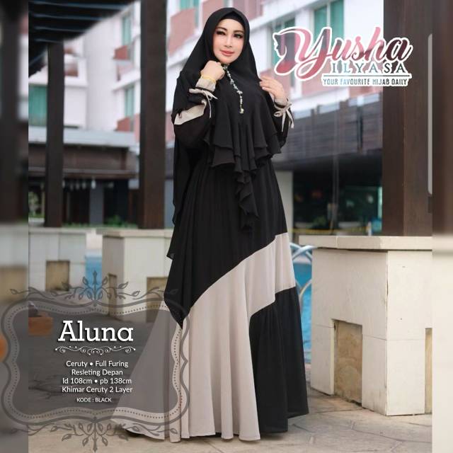 PAKAIAN MUSLIM WANITA GAMIS ALUNA SET BY YUSHA ILYASA