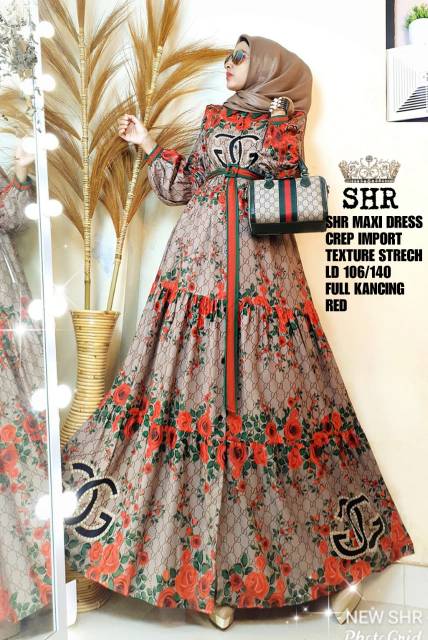 31 READY !! ORI SHR !! GAMIS MAXY DRESS BUNGA KEMBANG