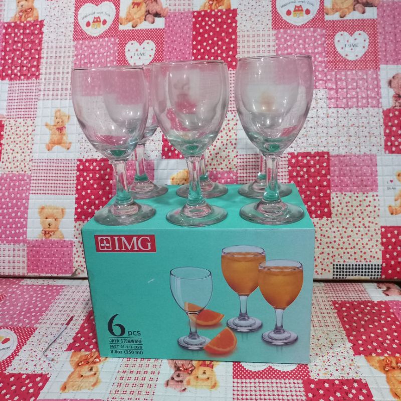 gelas img kaki yang cantik 1 set 6 pcs cod/gelas kaki isi 6/gelas birr