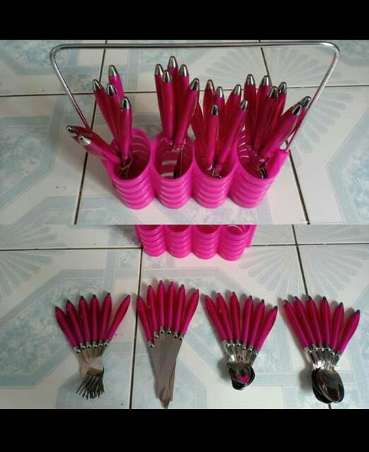 Sendok set isi 24pcs berbagai warna lucu