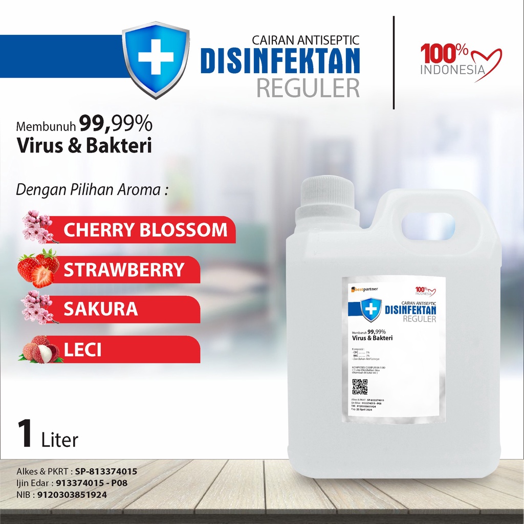 Desinfektan Reguler Varian Aroma Segar 1 Liter / Cairan Desinfektan 1 Liter ( Jerigen )