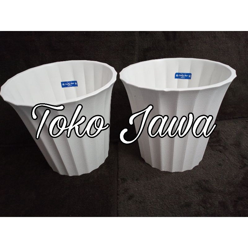 Pot Bunga Pot Tanaman Pot Plastik Pot Bunga Bulat Violletta WR Putih (Uk = 25cm)