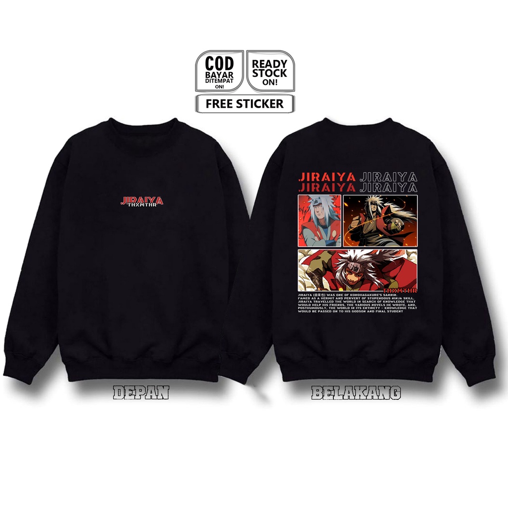 SWEATER JIRAIYA NARUTO UZUMAKI KONOHA ANIME MANGA WIBU OTAKU OROCHIMARU MINATO KAKASHI BAJU JEPANG S