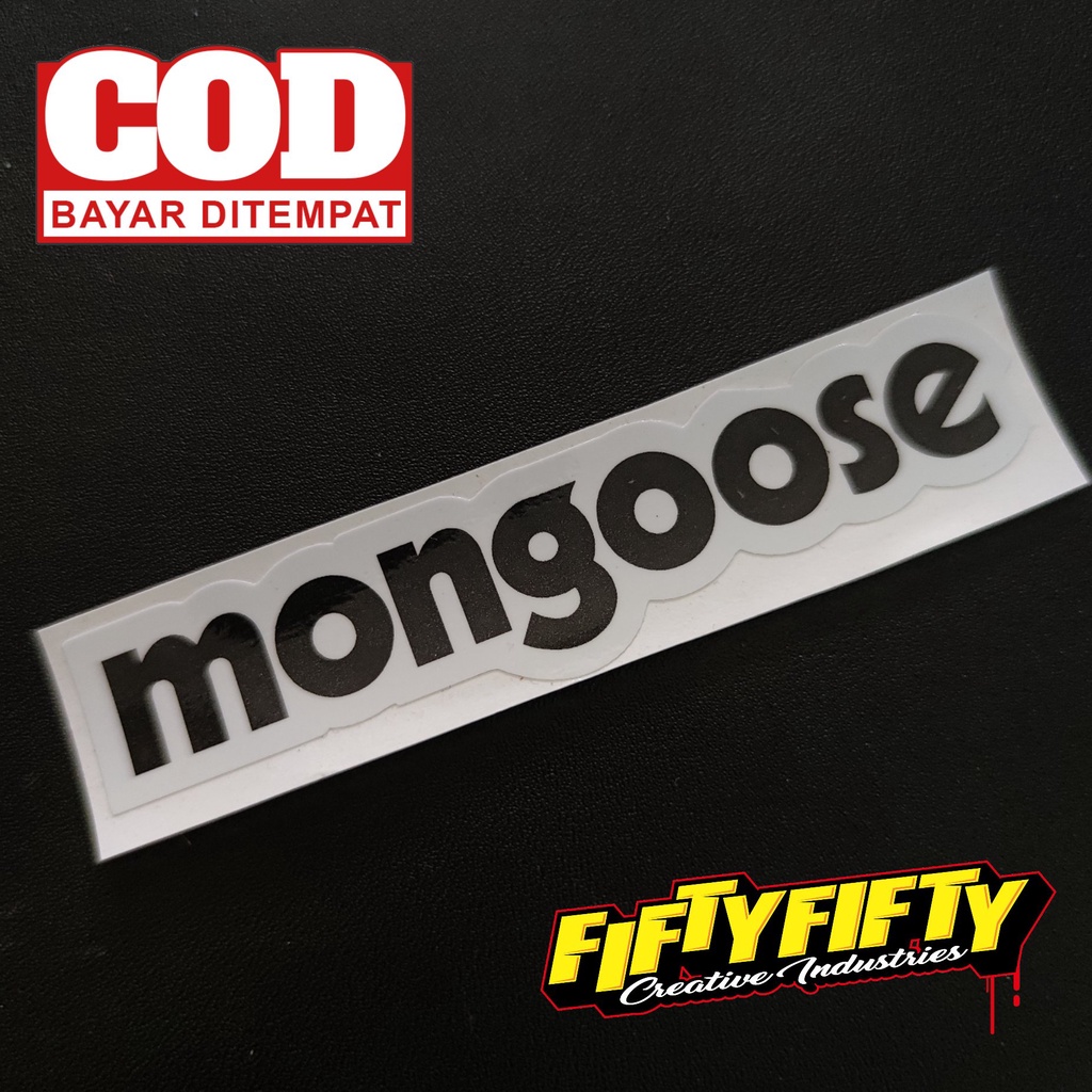 Stiker Print Cut MONGOOSE Stiker Printing Laminasi Glossy Tahan Air Stiker Motor Mobil Helm Sudah Membentuk Pola Desain